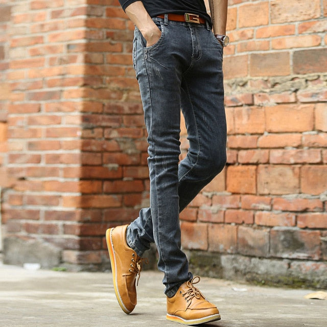 Vintage Men Slim Fit Jeans High Quality Trousers Designer Business - Plushlegacy