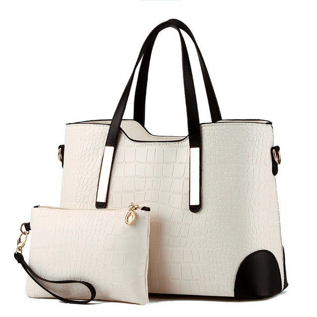 Women Bag Vintage Messenger Bags Shoulder Handbag Women Top-Handle Crocodile Pattern Composite Bag - Plushlegacy
