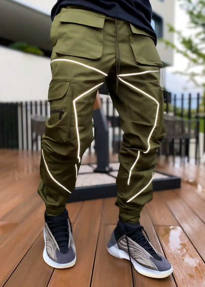 Spring and autumn new casual pants male  trendy brand multi-bag overalls loose straight-leg pants outdoor running trousers - Plushlegacy