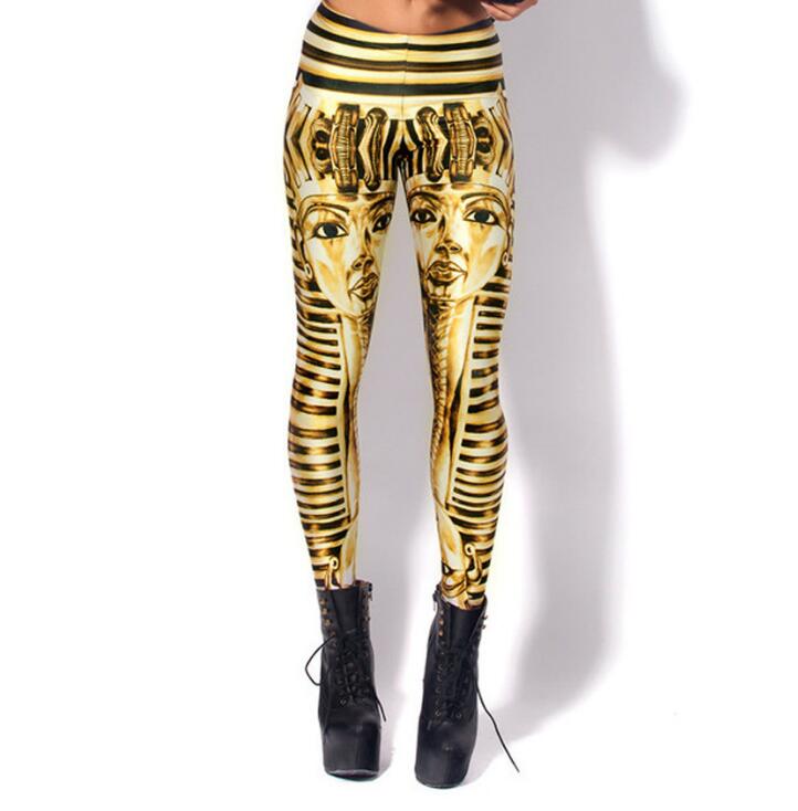 Slim Leggins Golden Egyptian Pharaoh King Tut 3d Digital Legins Printed Women Leggings Pants - Plushlegacy