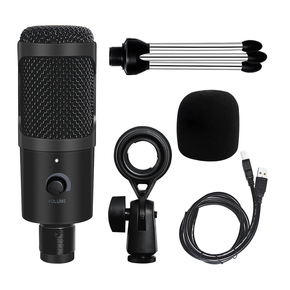 Professional USB Condenser Microphones For PC Computer Laptop Singing Gaming Streaming Recording Studio YouTube Video Microfon - Plushlegacy
