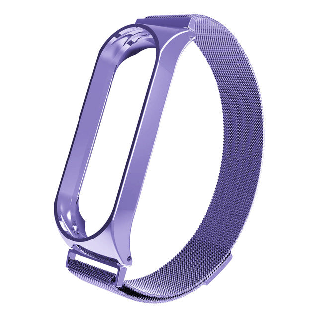 For Xiaomi Band 3 4 Lannis Strap With Millet Metal Frame Magnetic Adsorption Loop Stainless Steel Wristband Bracelet - Plushlegacy