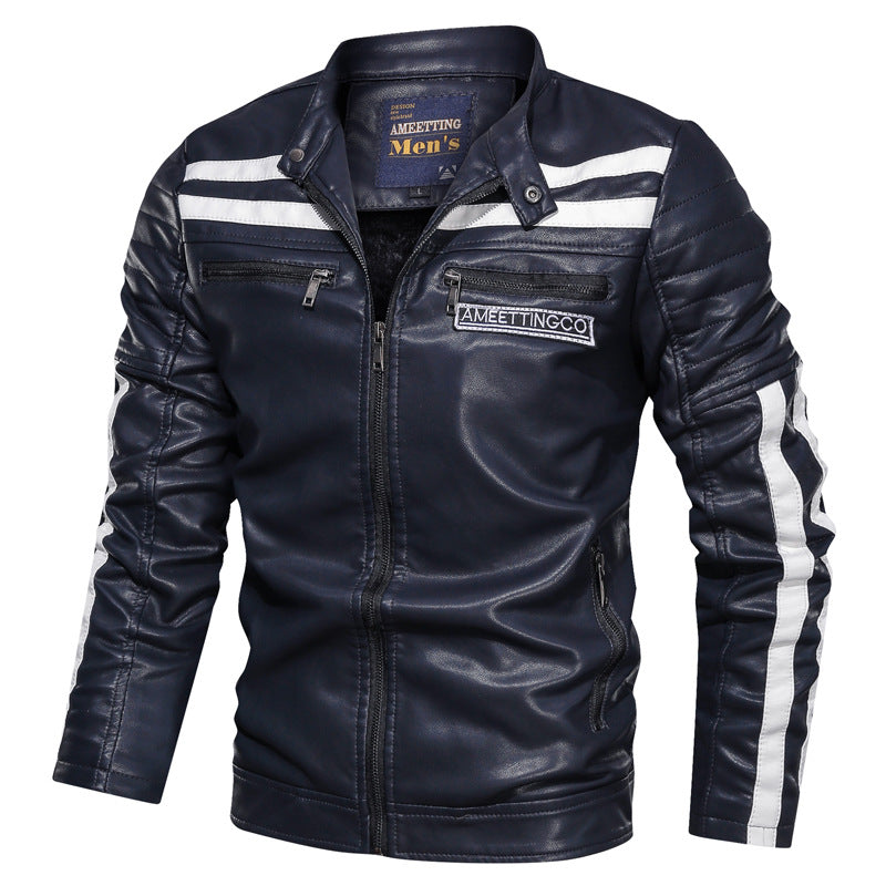 PU leather plus size leisure motorcycle jacket - Plushlegacy