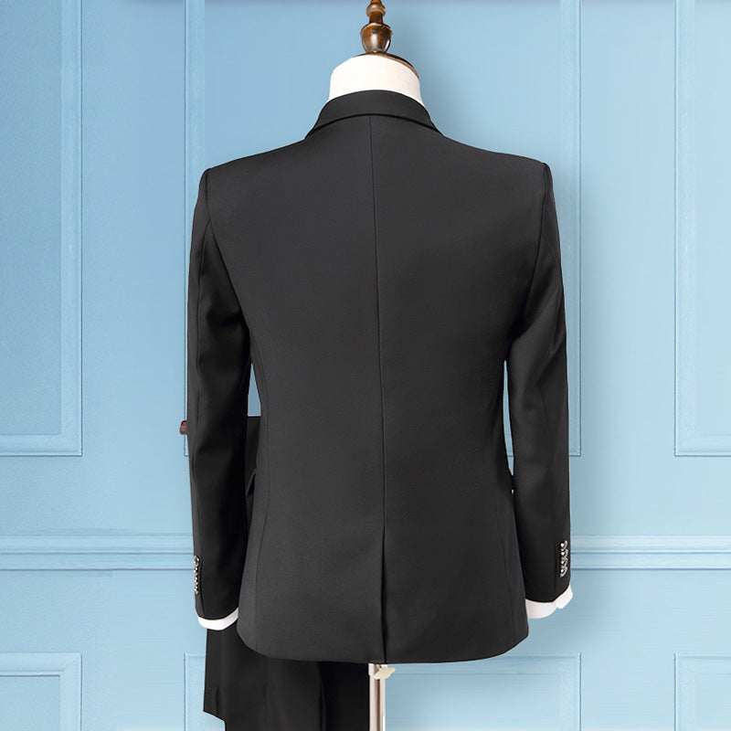 Men's new suit male suit suit professional version  slim men's jacket men's three-piece dress suit - Plushlegacy