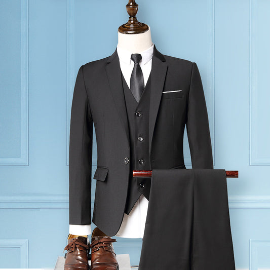 Men's new suit male suit suit professional version  slim men's jacket men's three-piece dress suit - Plushlegacy