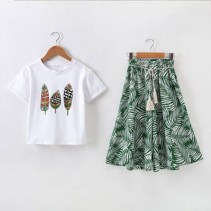 Summer Girls Clothes Sets Baby Girl Short Sleeve Shirt Top+Shorts Suits Kids Clothing Printed Children's Clothes 2pcs - Plushlegacy