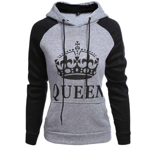 KING Queen Crown Print Unisex Autumn Hoodies Sweatshirt - Plushlegacy