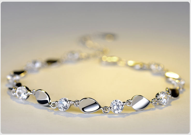 Diamond-encrusted 925 sterling silver bracelet