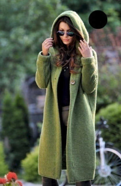 spring new women's cross-border eBay Amazon Wish long sweater hooded cardigan sweater - Plushlegacy