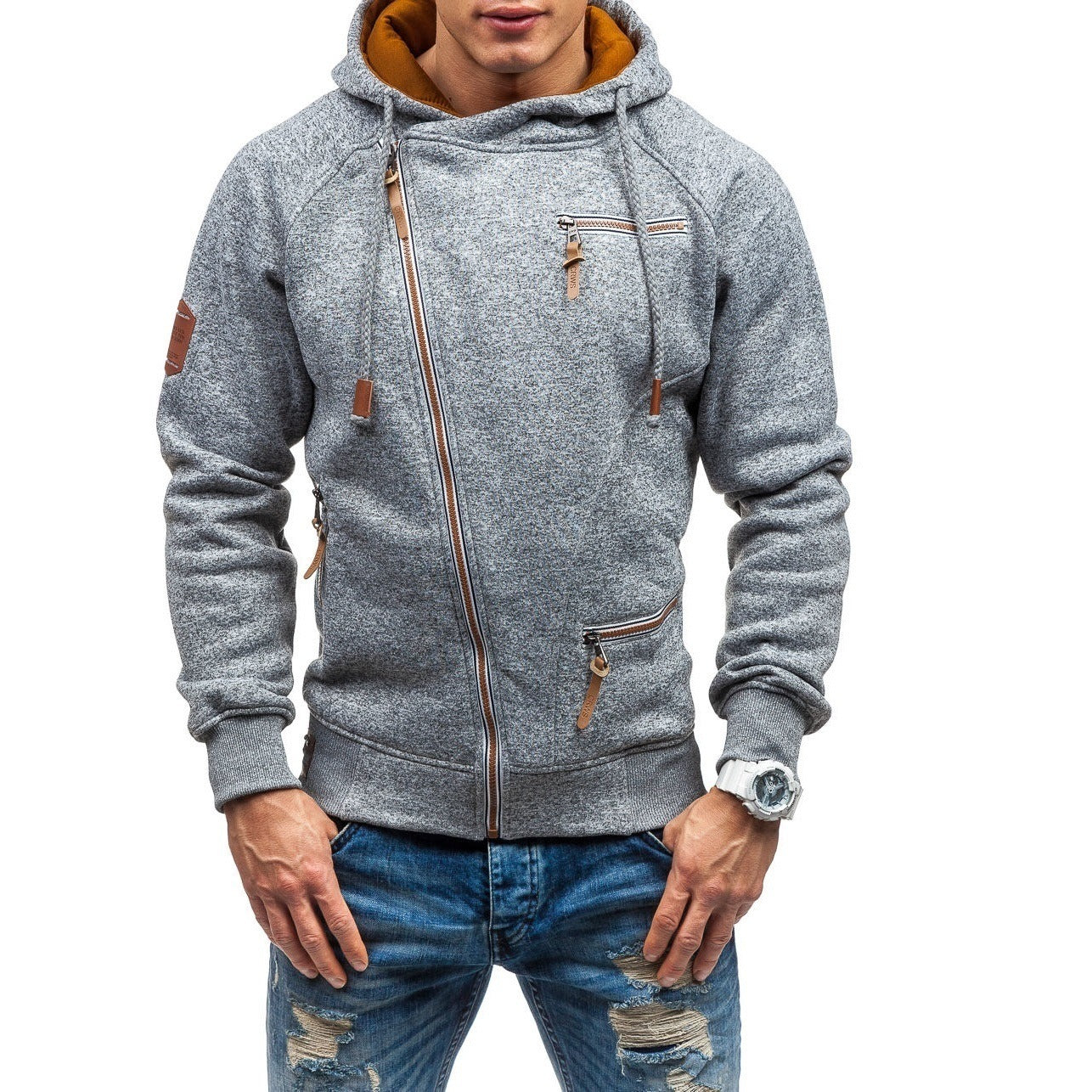 Men Side zipper gauze hoodies sweater - Plushlegacy