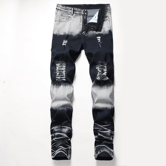 European And American Men's Ripped Trousers Zipper Decorative Jeans - Plushlegacy