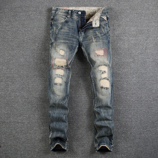 Mens Jeans Destroyed Ripped Jeans For Men Casual Pants Slim Fit Brand Streetwear Stretch Biker Jeans Trousers - Plushlegacy