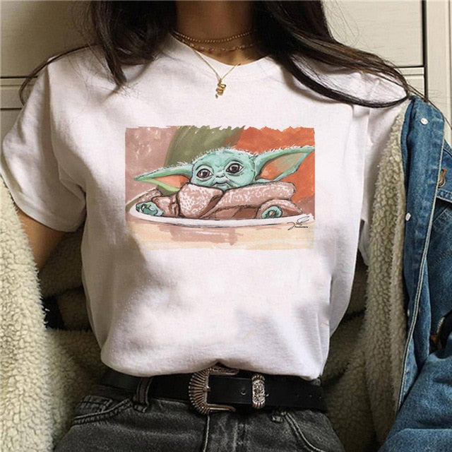 Baby Yoda Mandalorian T Shirt Men/women Harajuku Star Wars T-shirt moive graphic tees men unisex Tshirt Male 80s Top - Plushlegacy