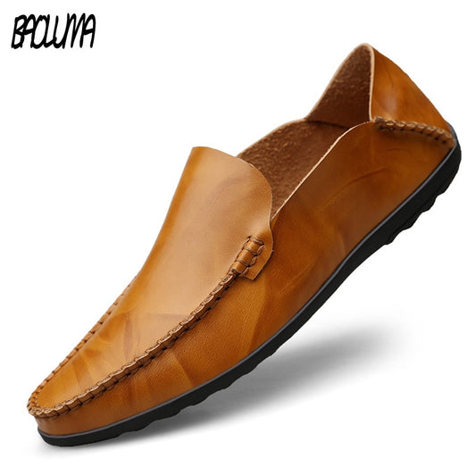 Men Designer Man Casual Shoes Brand Genuine Split Leather Shoes Italy Men Sneakers Non-slip Loafers Flats Driving Men Shoes - Plushlegacy