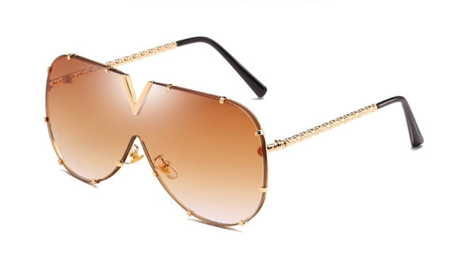 LEIDISEN  One Piece Sunglasses Men Brand Designer High Quality Oversized Sunglasses For Women Sunglass Metal UV400 Mirror - Plushlegacy