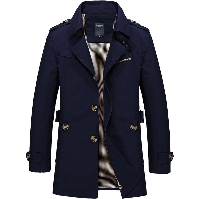 Men Jacket Coat Long Section Fashion Trench Coat Jaqueta Masculina Veste Homme Brand Casual Fit Overcoat Jacket Outerwear - Plushlegacy