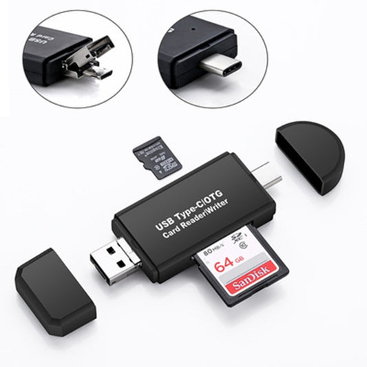 Type C & micro USB & USB 3 In 1 OTG Card Reader  High-speed USB2.0 Universal OTG TF/SD for Android Computer Extension Headers - Plushlegacy
