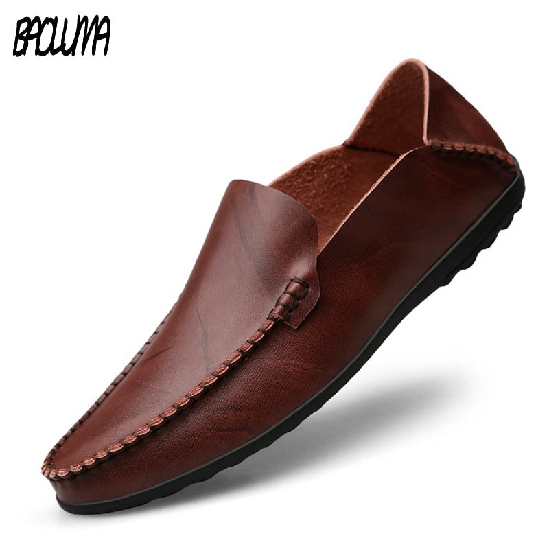 Men Designer Man Casual Shoes Brand Genuine Split Leather Shoes Italy Men Sneakers Non-slip Loafers Flats Driving Men Shoes - Plushlegacy
