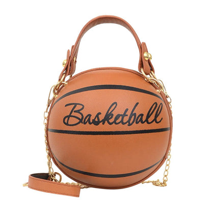 Personality female leather pink basketball bag new ball purses for teenagers women shoulder bags crossbody chain hand bags - Plushlegacy