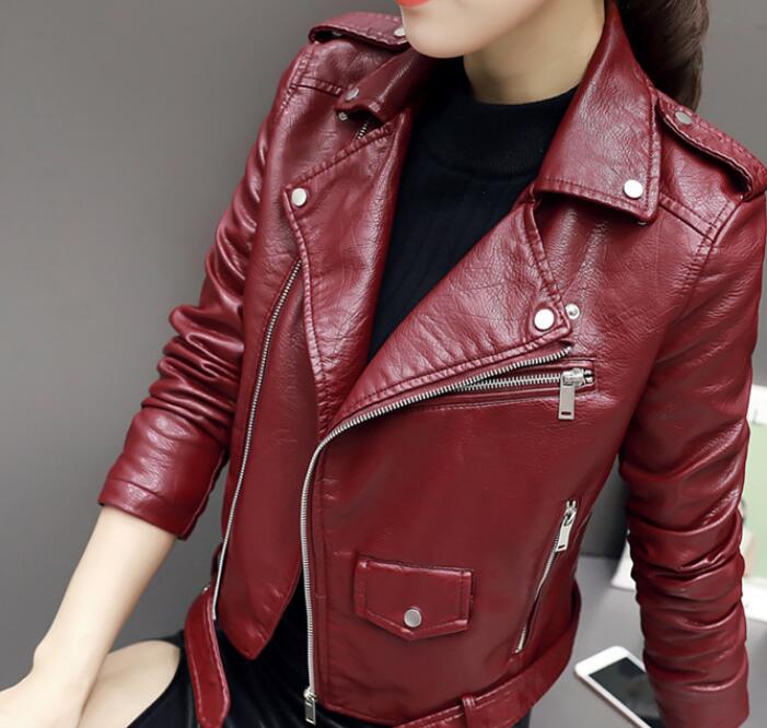Faux Soft Leather Jacket Women Fashion Zipper Motorcycle PU Leather Jacket Ladies Basic Street Coat - Plushlegacy
