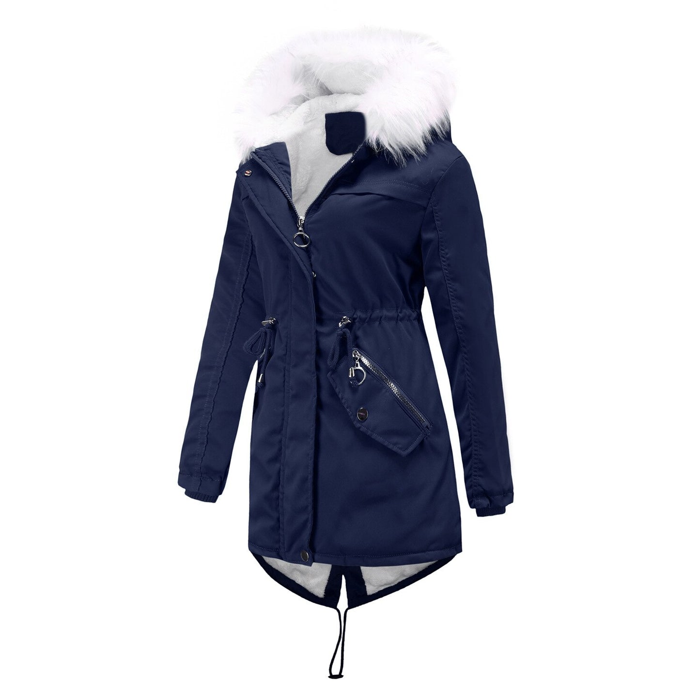 Pai Overcome Women's Mid-length Plus Fleece Cotton-padded Jacket Women's Warmth with Fur Collar Loose Winter Jacket - Plushlegacy
