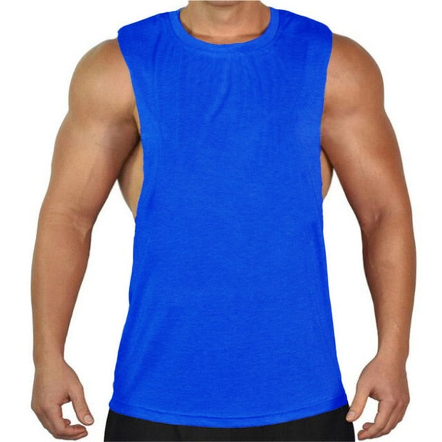 Sleeveless shirt Muscle Cut Workout Shirt Bodybuilding Tank Top Man Fitness Clothing cotton open sides vest - Plushlegacy
