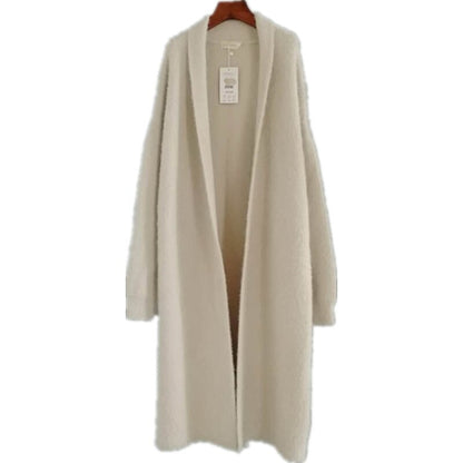 Lazy temperament thickened imitation mink velvet knitted cardigan mink sweater coat coat female loose bat mid-length - Plushlegacy