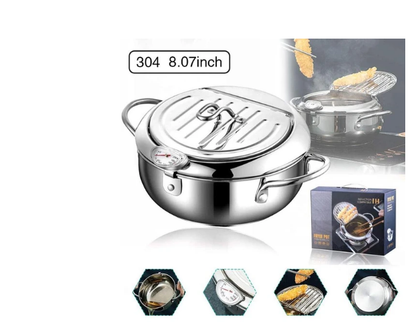 Household stainless steel tempura fryer with filter controlled temperature small fryer small mini fryer - Plushlegacy