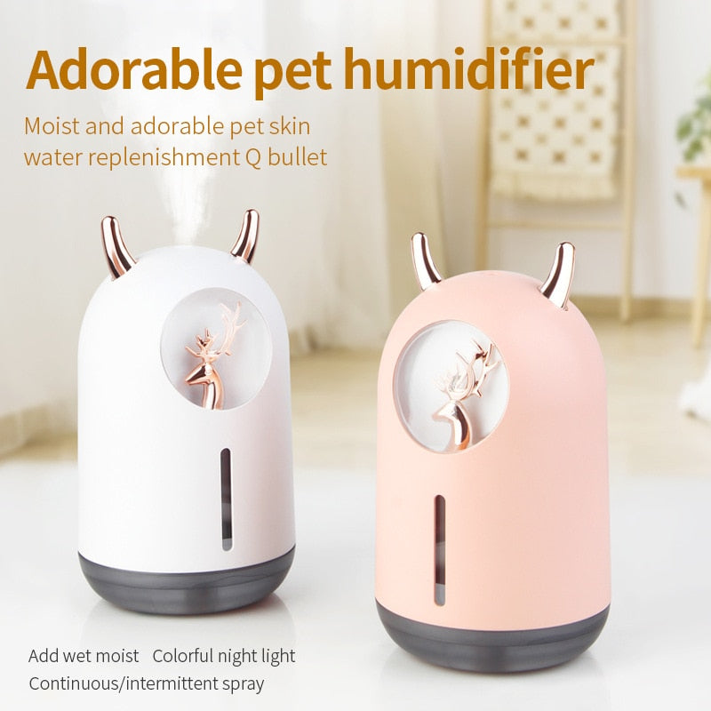 New Humidifier Cute Pet Mini Household Small Moisturizing Aromatherapy Car Creativity Air Bear USB Humidifier LED Mist Maker - Plushlegacy