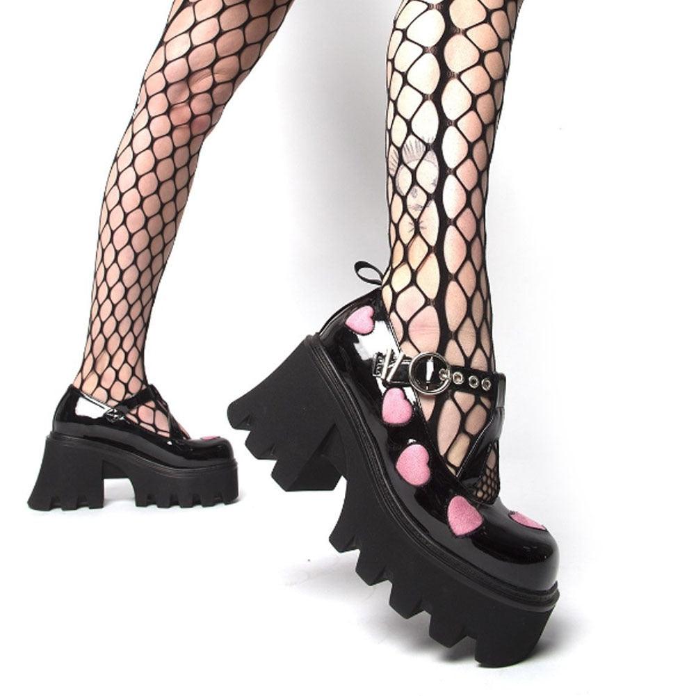 Sweet Lovely Gothic Style Lolita Mary Jane Cosplay Black Pink Comfy Walking Platform Shoes Women Wedges Footwear High Heels - Plushlegacy