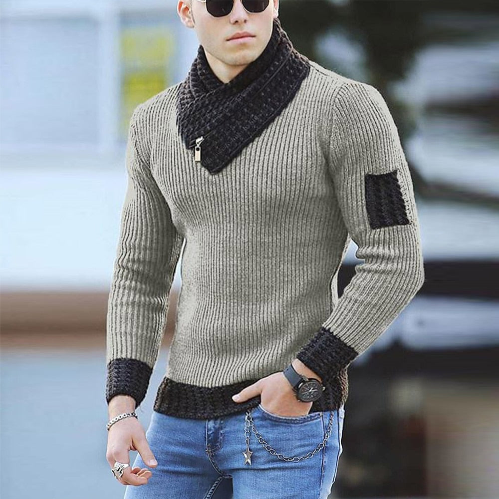 High-quality Knitted Sweater Your Male God New Warm Pullover Winter Color-blocking Trendy Sweater - Plushlegacy