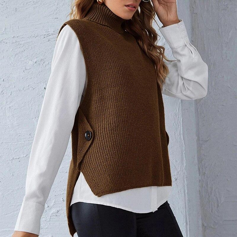 Sweater Vest V-Neck Knitted  Vest Women's Sweater Autumn and Winter Loose Wild Vest Fashion Clothes Sleeveless Sweater pull 1108-1 - Plushlegacy