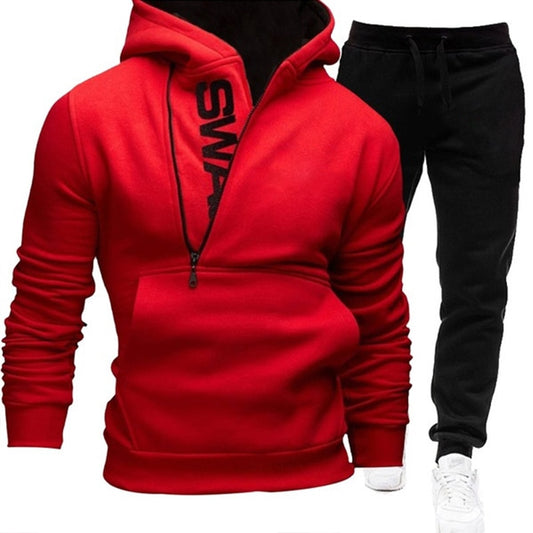 Men Casual Tracksuit Sweatshirt+Sweatpant 2 Pieces Set Men's Sportswear Outfit Autumn Winter Hooded Male Pullover Hhoodies Suit - Plushlegacy