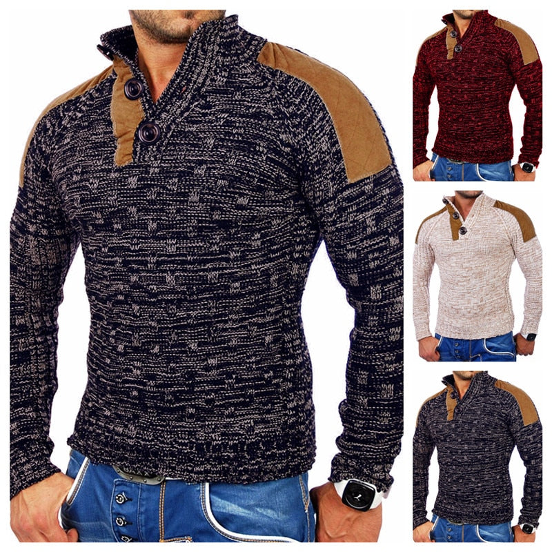 Men's Warm Pullover Sweaters with Buttons Oversized Knitted Pullovers Jumpers New Men Clothing - Plushlegacy
