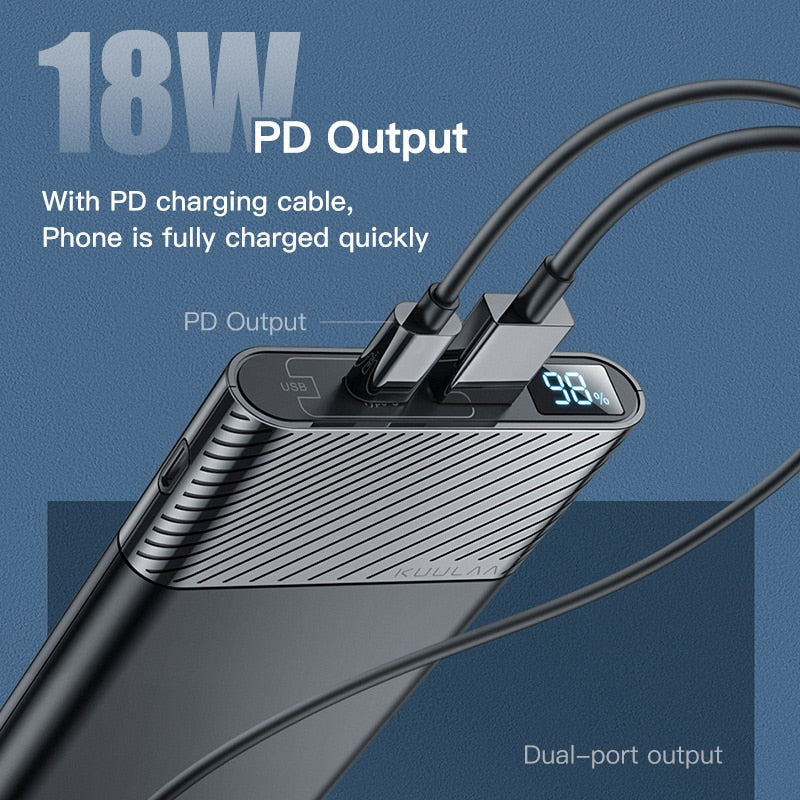 Power Bank 10000mAh QC PD 3.0 PoverBank Fast Charging PowerBank 10000 mAh USB External Battery Charger For Xiaomi Mi 10 - Plushlegacy