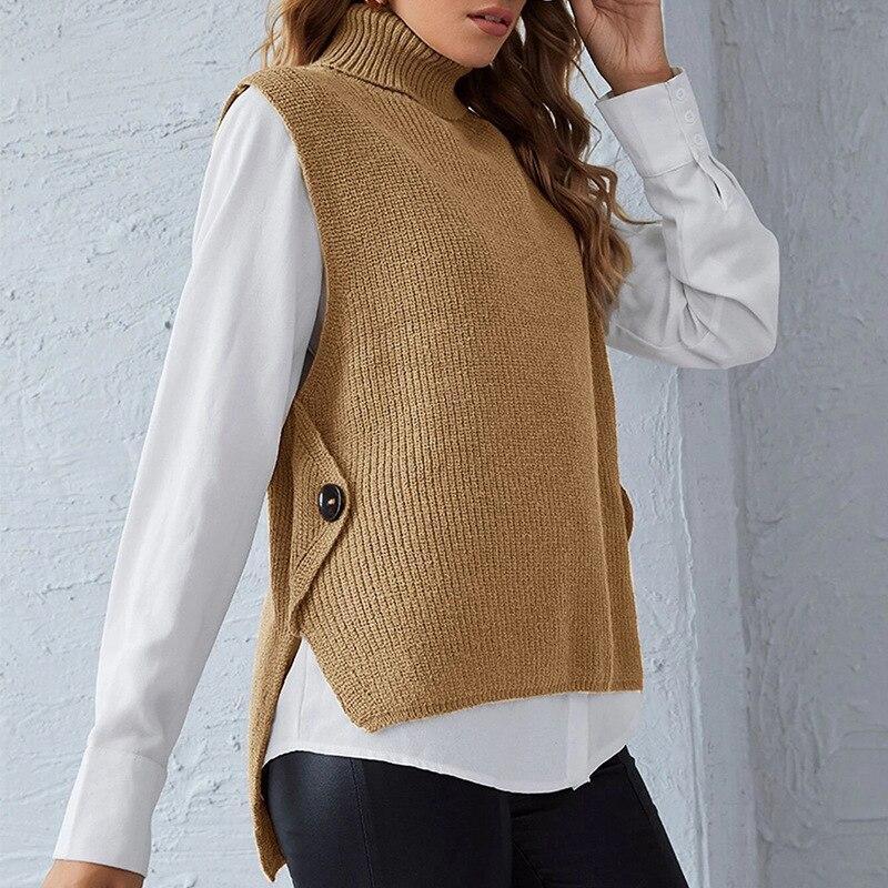 Sweater Vest V-Neck Knitted  Vest Women's Sweater Autumn and Winter Loose Wild Vest Fashion Clothes Sleeveless Sweater pull 1108-1 - Plushlegacy