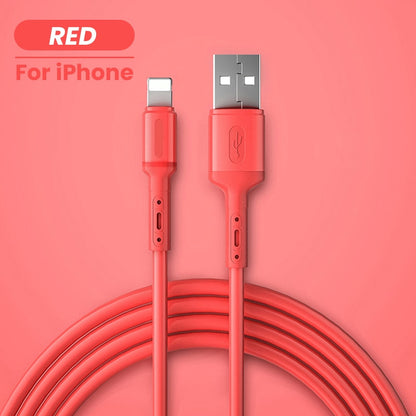 USB Cable For iPhone 12 11 Pro Max X XR XS 8 7 6 6s 5 5s Fast Data Charging Charger USB Wire Cord Liquid Silicone Cable 1/1.5/2M - Plushlegacy