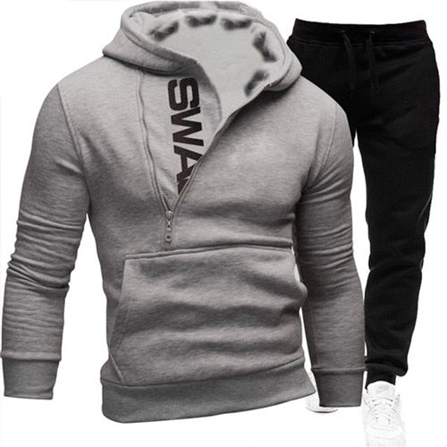 Men Casual Tracksuit Sweatshirt+Sweatpant 2 Pieces Set Men's Sportswear Outfit Autumn Winter Hooded Male Pullover Hhoodies Suit - Plushlegacy