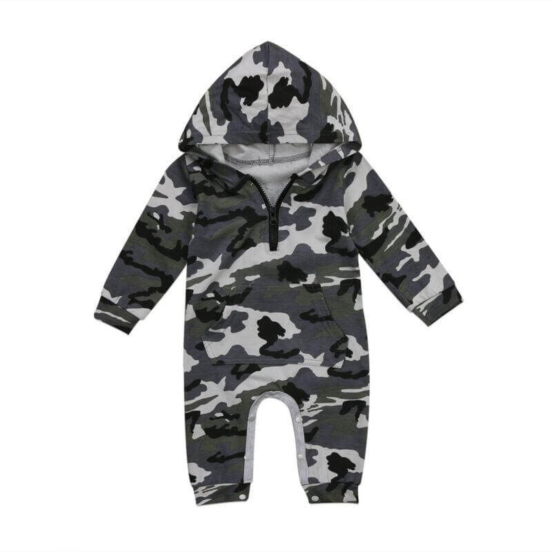 0-24M Baby Newborn Baby Camo Long Sleeve Romper Infant Jumpsuit Boy Hooded Boy Camouflage Romper Boys Outfit Warm Spring Autumn - Plushlegacy