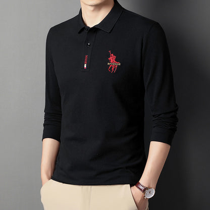 Tree live broadcast 2021 autumn lapel long sleeve T-shirt male business casual embroidery Chinese youth polo shirt male - Plushlegacy