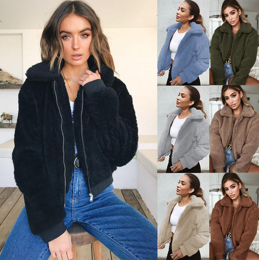 autumn and winter warm velvet jacket jacket top women's clothing - Plushlegacy