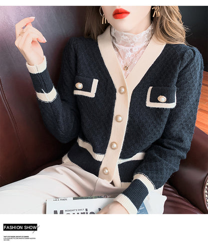 French retro fragrance wind fashion cardigan sweater bottoming shirt autumn 2021 new spring and autumn - Plushlegacy