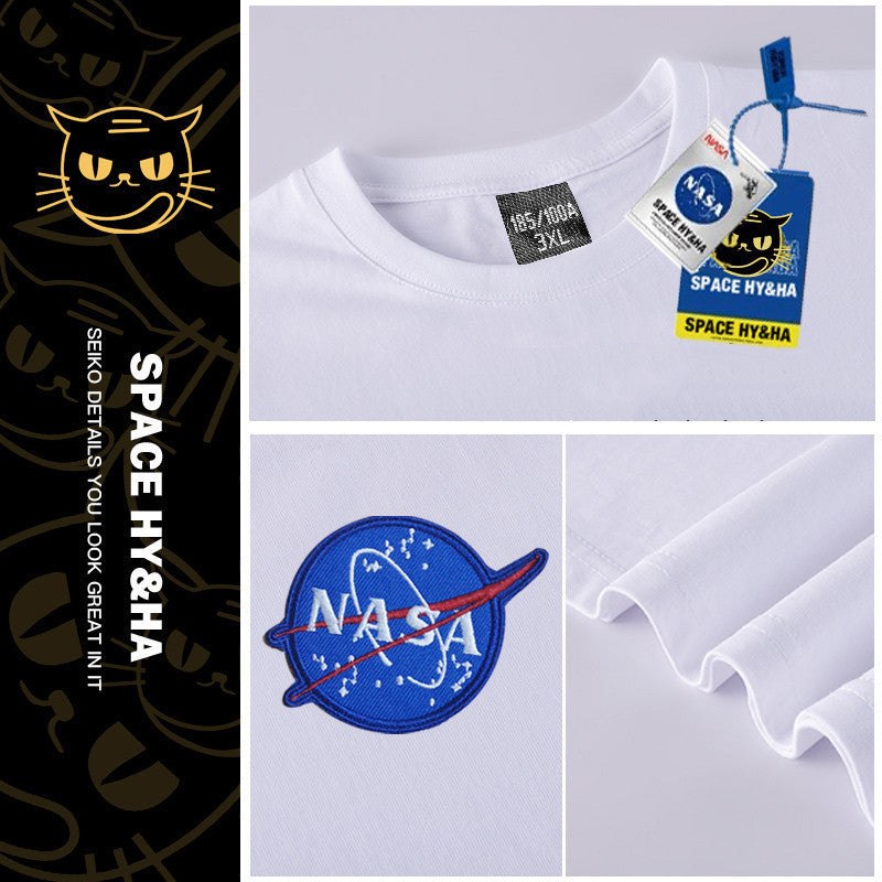 NASA joint small prince INS tide card trend loose summer T-shirt men couple student fashion leisure cotton top - Plushlegacy