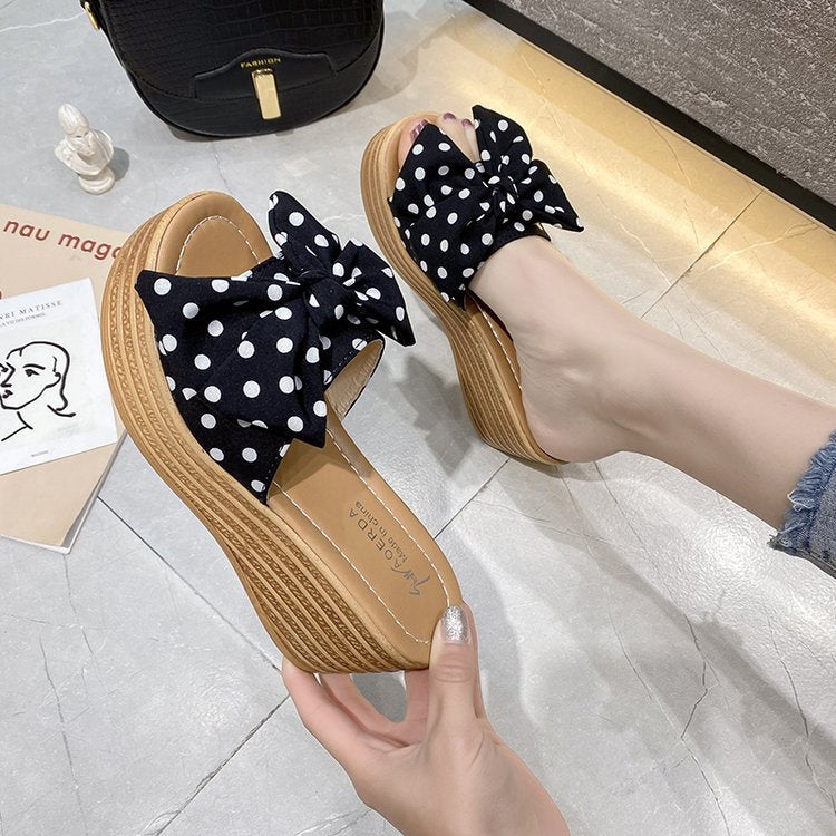 Fashion Word Out Wedge  Toe High Heel Slippers