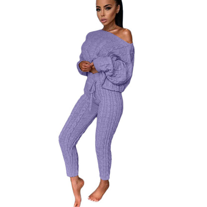 Women's Knitted Two Piece Tracksuit