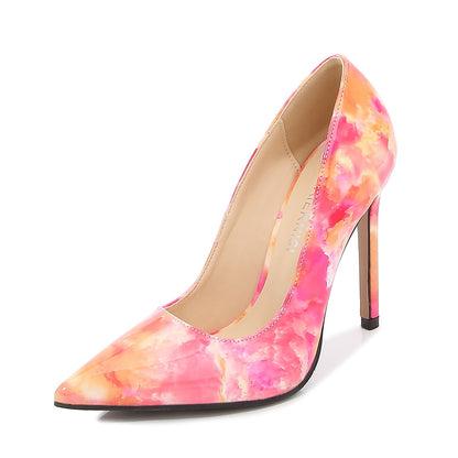 Personalized Floral Cloth Small Fragrance Style Pointed High Heels