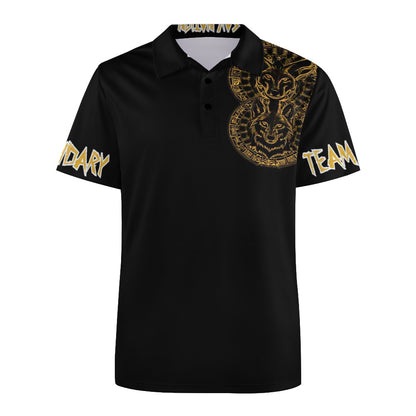 Sav nation big capo black and gold European Sode POLO Straight Shirt
