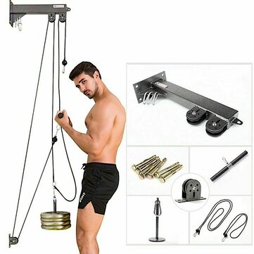 80KG Fitness DIY Pulley Cable Machine Biceps Triceps Hand Strength Trainning Home Gym Workout Tools - Plushlegacy