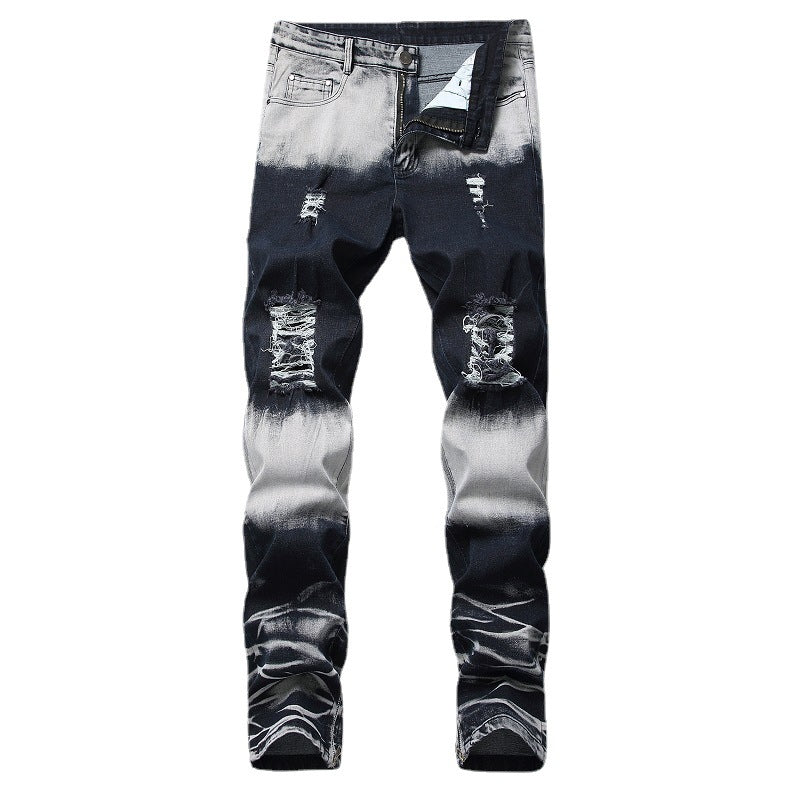 European And American Men's Ripped Trousers Zipper Decorative Jeans - Plushlegacy